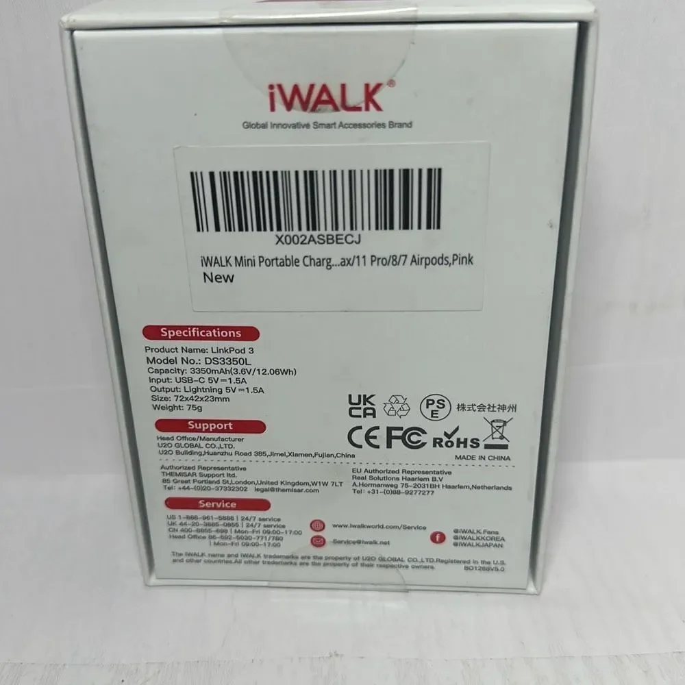 iWALK‎ LinkPod3 3350mAh Portable iPhone Charger - Pink, DS3350L